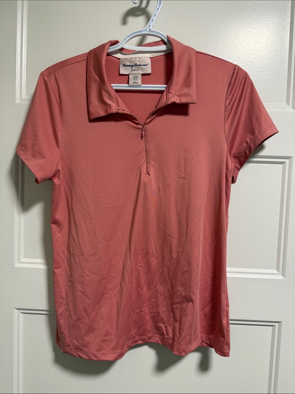 Tommy Bahama Coral Zip-Front Short Sleeve Polo
